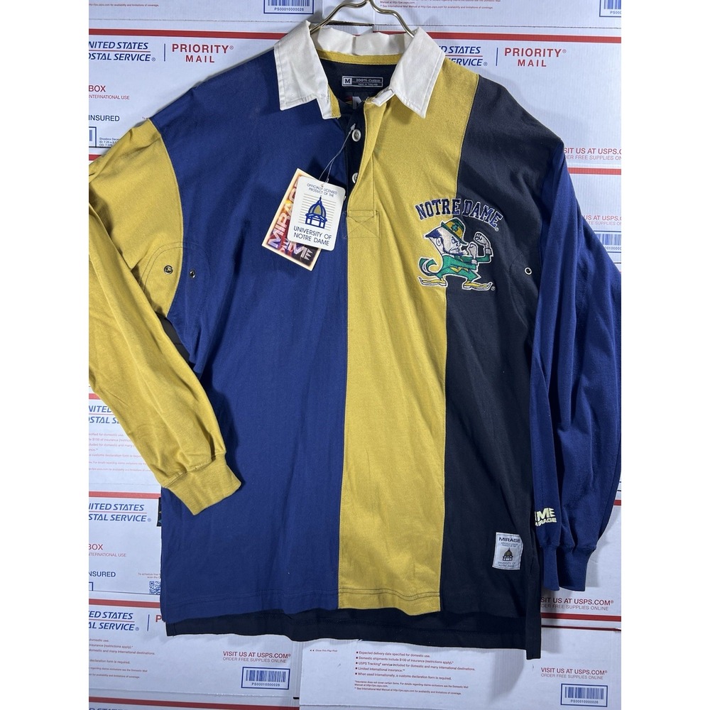 VTG BRAND NEW TAGS Mirage Notre‎ Dame Fighting Irish Rugby Long Sleeve Shirt M